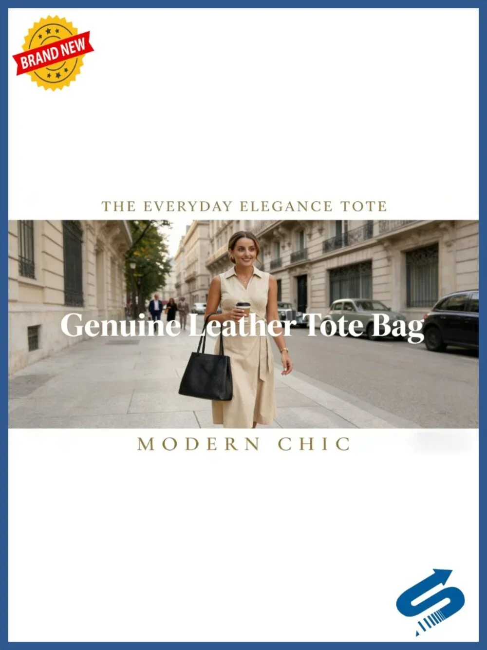 Genuine Leather Tote Bag for Women with Adjustable Strap, Work & Everyday